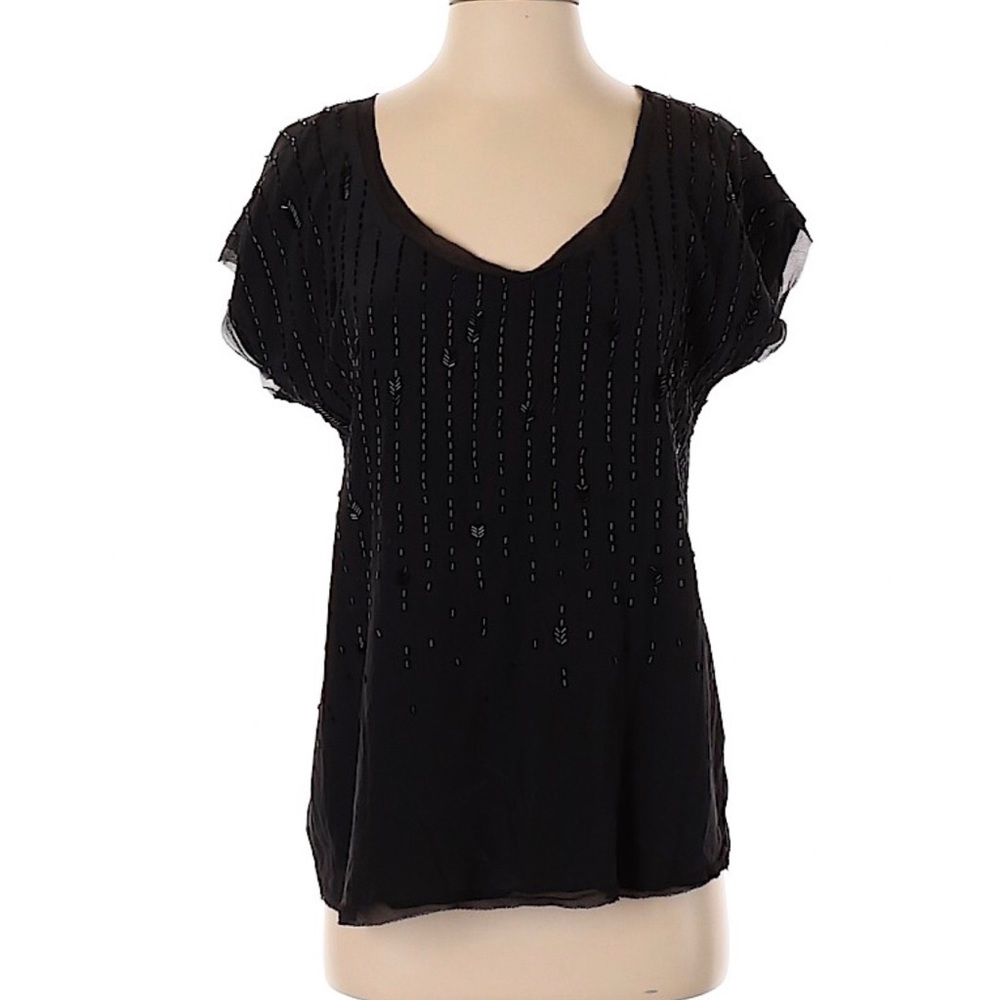 EILEEN FISHER Sequin Black Top Size PP